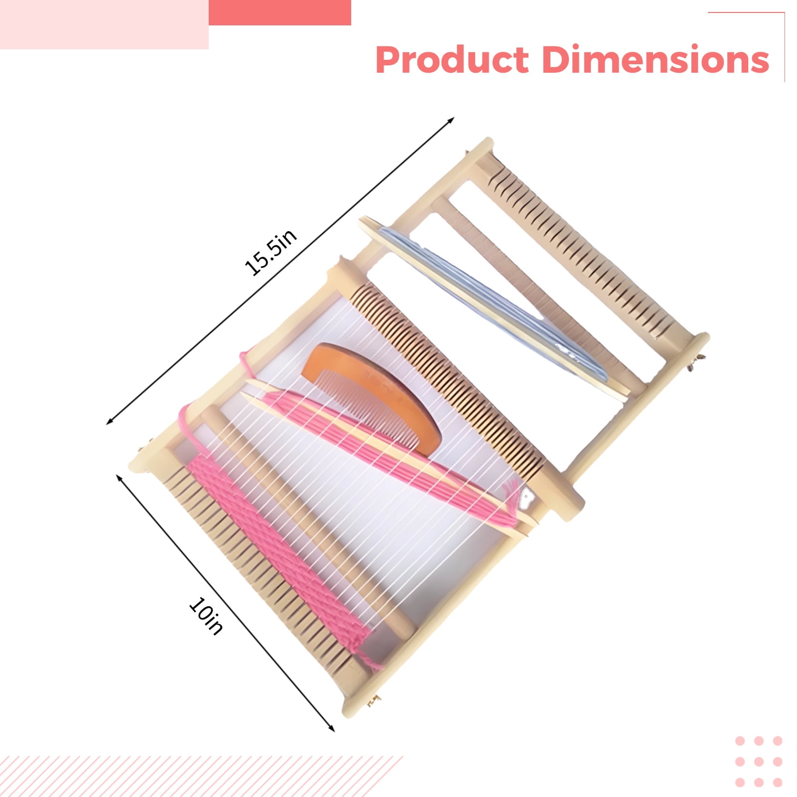 Wooden Weaving Loom for Kids, Adjustable Craft Frame, Includes Yarn Needle Shuttle Comb, Multi-Craft Weaving Loom Large Frame