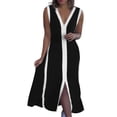 thumbnail image 2 of Uscallm Women's Plus Size V Neck Sleeveless Maxi Dress High Low Bodycon Solid Elegant Long Holiday Dresses for Evening Party, Black 5XL, 2 of 6