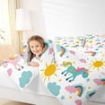 thumbnail image 4 of Manfei Cute Cartoon Unicorn Queen Comforter Set,Rainbow Clouds Sun Bedding Sets,Colorful Stars Print Bedding Comforter Set Boys Girls,Ultra Soft Home Decor Reversible,3-Piece, 4 of 8