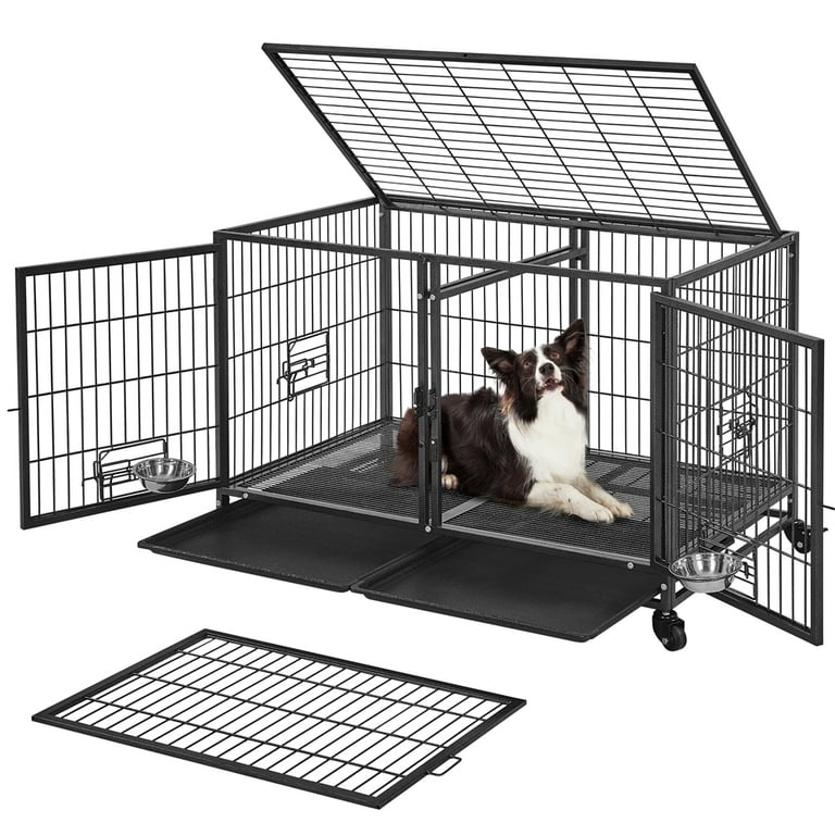 Rolling top dog cage