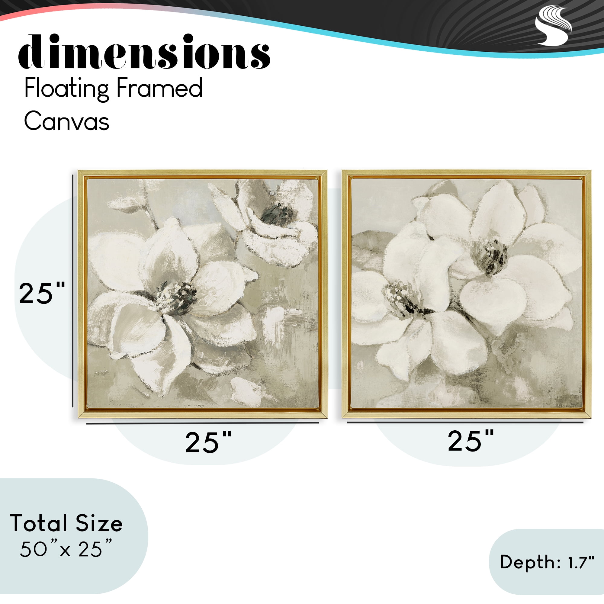 Stupell Industries Beige Magnolias after Rain 2 Piece Gold Framed Floater Canvas Set, design by Lanie Loreth