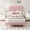 Pink, variant on Twin Size Bed Frame with Vertical Channel Tufted Adjustable Headboard,Upholstered Platform Bed Frame with Sturdy Wood Slats, No Box Spring Needed, Easy Assembly