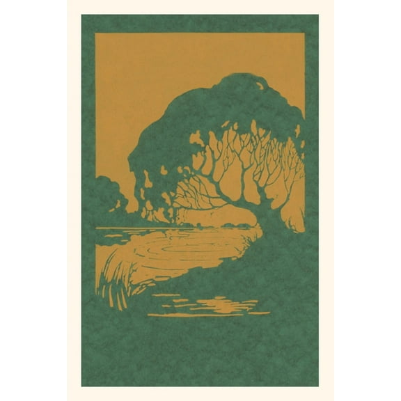 Pocket Sized - Found Image Press Journals: Vintage Journal Woodcut of Tree and Pond (Paperback)