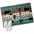 thumbnail image 2 of 2x3 Washable Entryway Rug, Chicken Cow Pig Non-Slip Area Rug for Front Door Kitchen Bathroom, Farmhouse Animal Windmills Teal Wood Grain Indoor Floor Mat for Home Decor, 2 of 9