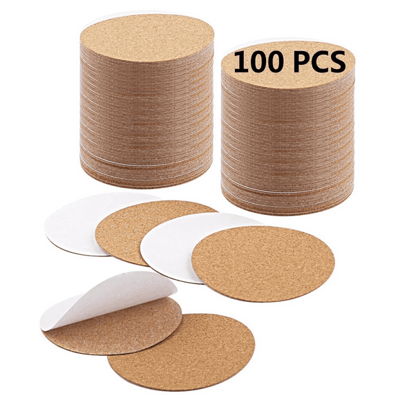 100 PCS Self Adhesive Cork for Coasters Bulk,Coaster Bottoms Adhesive,Round Coaster Backing with