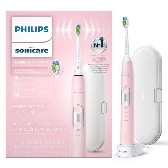 Philips Sonicare Protectiveclean 6100 Rechargeable Toothbrush, 3 modes, 3 intensities, Black, HX6870