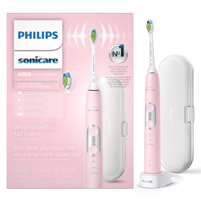 Philips Sonicare Protectiveclean 6100 Rechargeable Toothbrush, 3 modes, 3 intensities, Black, HX6870
