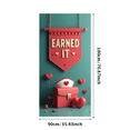 thumbnail image 1 of White Fabric Banner with Red Glittery Earned It Lettering Heart and Star Elements Party Decoration Backdrop for Celebrations Photo Shoots Graduation Parties Valentine Events, 1 of 4