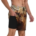 thumbnail image 2 of Balery Cute Floral Cow Bañador para hombre, shorts de playa de secado rápido con entrepierna y forro de compresión-Medium, 2 of 6