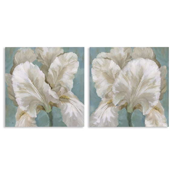 Stupell Industries White Iris Flower Plants & Flowers Painting Wrapped Canvas Art Print Wall Art, 17 x 17, Set of 2