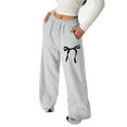 thumbnail image 2 of Girls Pants Back To School Clothes for Teen Girls Girls Athletic Pants Lightweight Bowknot Baggy Sweatpants with Pockets for Outdoor Activities and Everyday Wear, 2 of 7