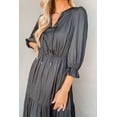 thumbnail image 6 of Women's Black Flounced Sleeve V Neck Maxi Dress – Elegant Tiered Design for Spring Outings | XL, 6 of 7
