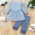 thumbnail image 4 of Gvdentm Baby Girl Clothes 12 Months Toddler Girl Outfits Ruffle Shirt Pants Cute Outfit Set Baby Girl Fall Winter Clothes(Sky Blue,2-3 Years), 4 of 9