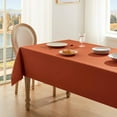 thumbnail image 2 of Burnt Orange Tablecloth, Farmhouse Linen Style Fall Table Cloth Rectangle Table Cloths 60 x 102 Inch Dark Orange, Wrinkle Resistant Washable Heavy Weight Tight Weave TableCloths, 2 of 5