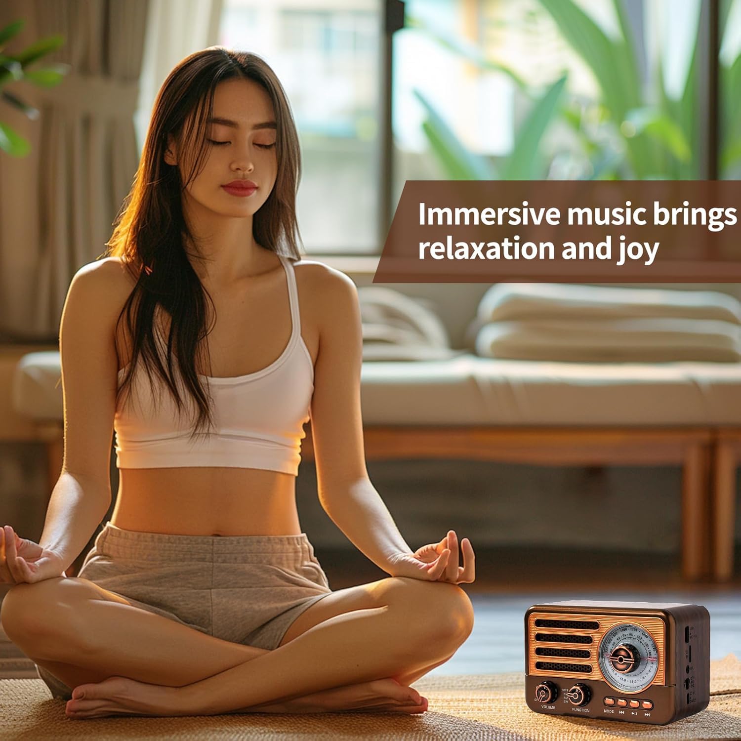Retro Transistor Radio, Small Rechargeable Portable Radio, Personal Radio AM FM SW with 1800mAh Lithium-ion Battery, Support TF Card/Aux/USB MP3 Player Perfect for Indoor, Outdoor Use - Bronze