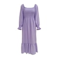 thumbnail image 1 of Vestido de manga larga para mujer, vestido largo con escote cuadrado y mangas con volantes para mujer, 1 of 6