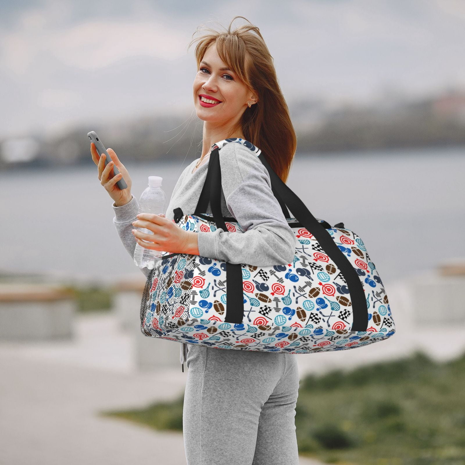 Fuzoiu Sport Items Print Travel Duffle Bag,Carry On Tote Bags,Duffel Bag,Sport Gym Bag, Hospital Bag for Labor and Delivery, Overnight Bag,Luggage Bag