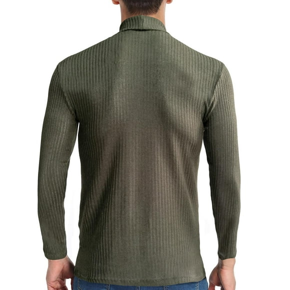 WREESH Men Solid Ribbed Slim Fit Knitted Pullover Turtleneck Sweater Base Shirt