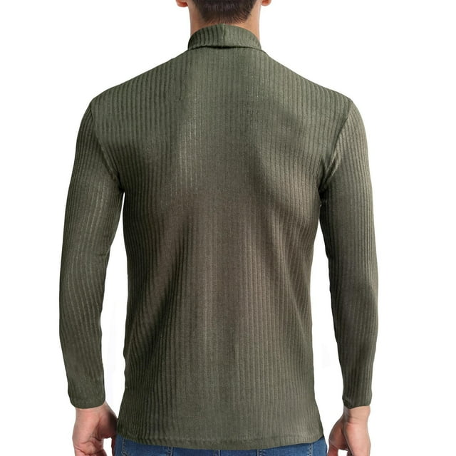 IROINNID Pull à Col Roulé à Manches Longues Mi-Longue Homme en Couleur Unie Confortable Pull Côtelé Slim Fit Pull Base Chemise