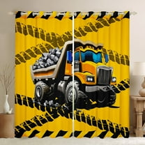 Feelyou Tractor Machinery Truck Black Out Curtains, Yellow Construction Vehicle Curtains Pack of 2 (42x63 Each), Teens Boys Girls Bedroom Curtains, Curtains and Drapes Home Decor
