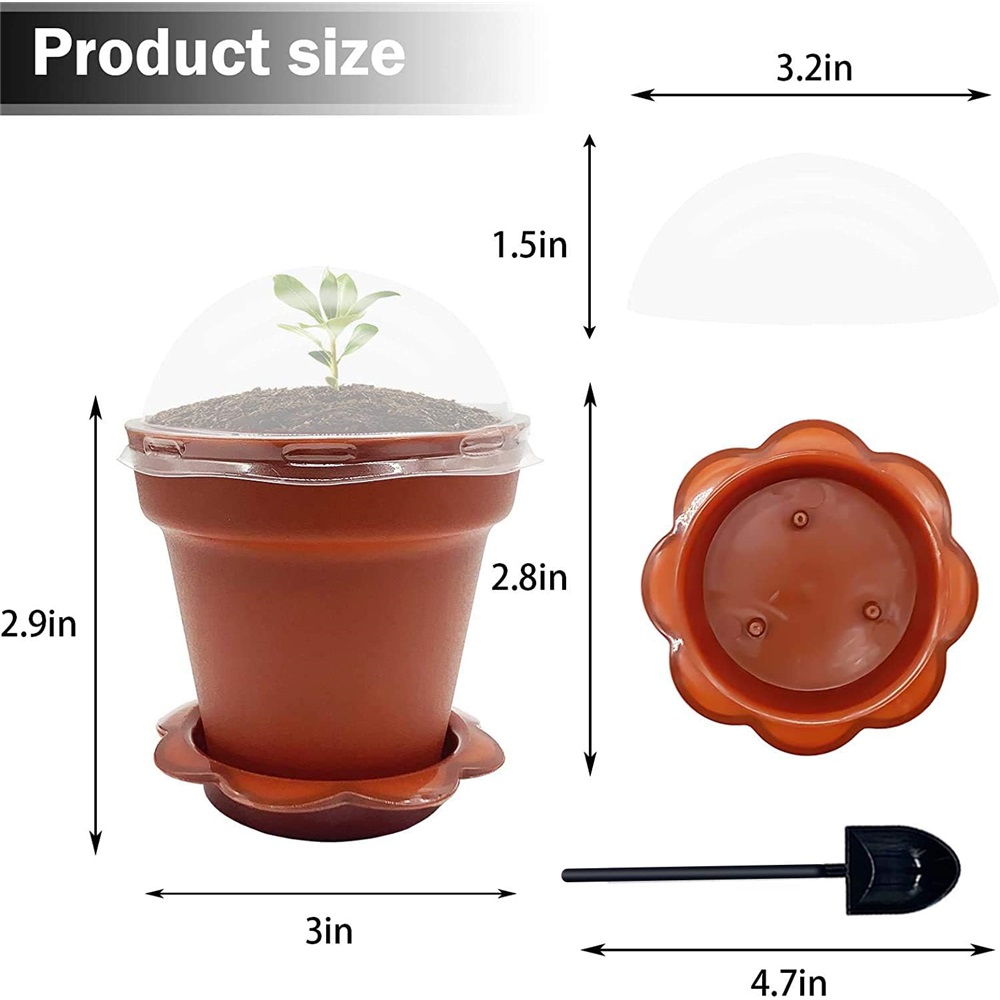 Ebaokuup 30 Pack Cupcake Plant Nursery Pots with Humidity Dome- Small Plastic Flower Pots with Saucers and Shovel for Indoor Outdoor Seedling Succulent Vegetable,30 Packs