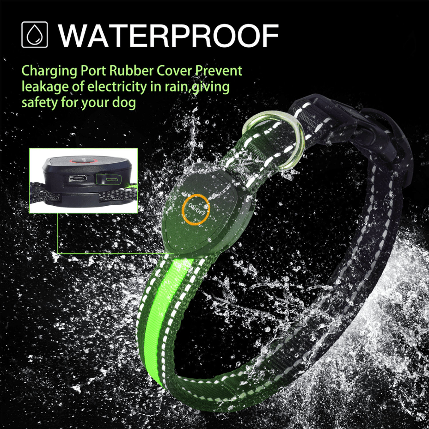 Pefilos LED Light Up Dog Collar - Glow Collar for Pet Night Walking – Rechargeable Dog Necklace– Weatherproof Puppy Collar, S Green