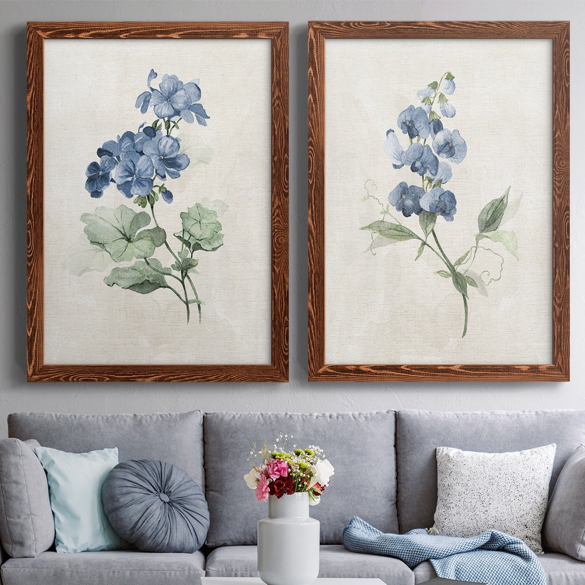 Farmhouse Periwinkle I - Premium Framed Canvas 2 Piece Set - Ready to Hang