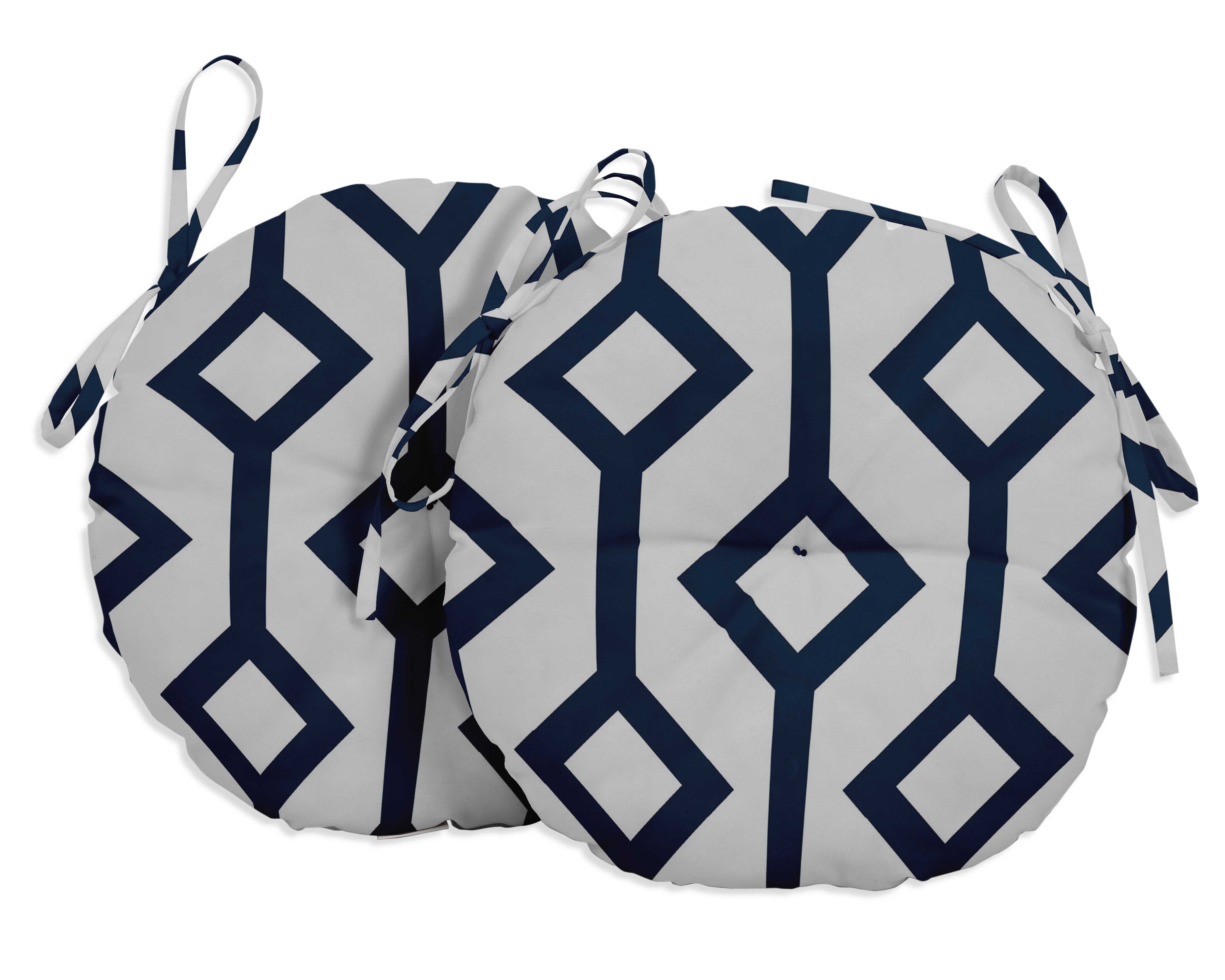 Vargottam Indoor/Outdoor Round Bistro Chair Cushions Block Print 15