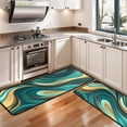 thumbnail image 3 of Kitchen Rugs Sets Of 2,Teal and Gold Marble Swirls Pattern Anti Fatigue Kitchen Mat Rugs Non Slip Washable,Decorative Kitchen Floor Mats for Kitchen,Sink,Laundry,17"x47"+17"x47", 3 of 5