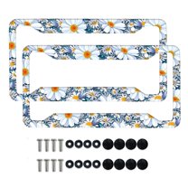 Renewold Hippie Flower Daisy Blue Car Frame License Plate Frames Universal Fit for SUV Truck Vans Sedans, Vanity Tag Frame for Men Women, 2 Pack
