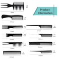 thumbnail image 3 of Paquete de 10 peines profesionales de peluquero para todo tipo de cabello y estilos Peine de peluca (negro) JAMW Sencillez, 3 of 5