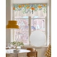 thumbnail image 4 of Orange Spring Floral Linen Curtain Valance for Bedroom/Bathroom/Kitchen/Living/Dining Room Window,Teal Green Summer Pastoral Botanical Rustic Rod Pocket Topper Decorative Cafe Drapes Panel 60x18, 4 of 6