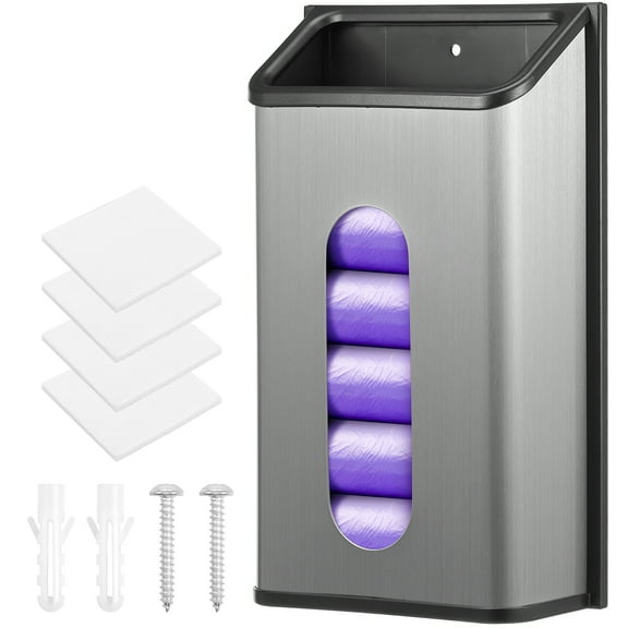 Trash Bag Holder Dispenser Wall Mounted Plastic Garbage Bag Storage Organizer Easy Install for Kitchen Pantry Door