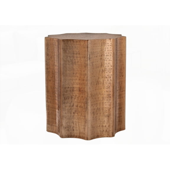 Copper Metal Drum Side Table, 17.5L x 20W x 22H, Boho Glam in Living/Room, No Assembly