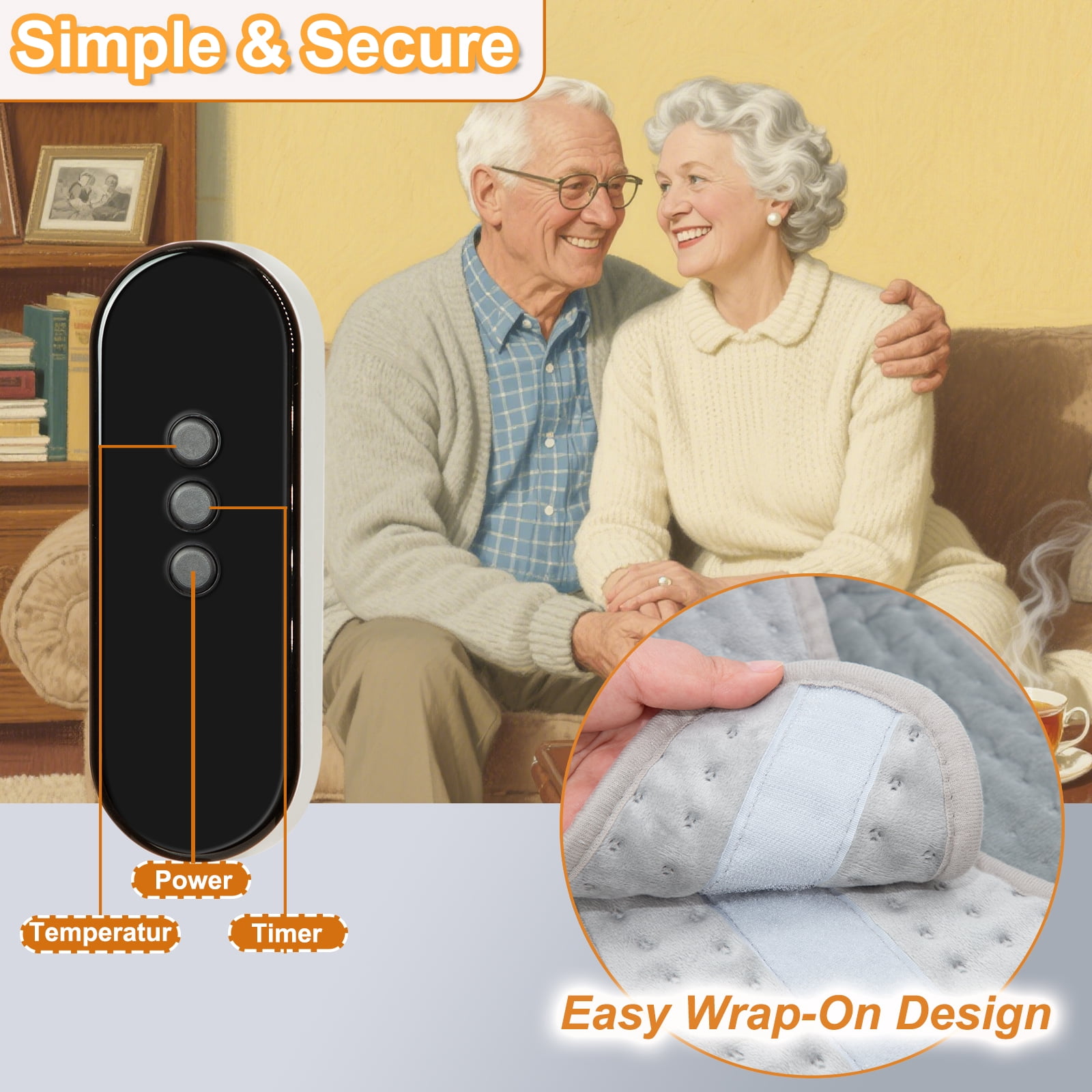 Electric Heating Pad for Period Cramps & Back Pain - 48"x12" Large Coverage, 9 Heat Settings, Auto Shut-Off, Machine Washable for Menstrual & Muscle Relief, Gray