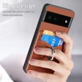 thumbnail image 6 of Carbon Fiber Patterned Case for Google Pixel 6, Wallet case with [360°Rotation Ring Kickstand] Credit Card Holder,PU Leather Shockproof Cover Women Men for Google Pixel 6, Brown, 6 of 8