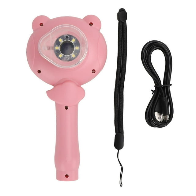 Kids Portable Digital Microscope 2.5K 48MP 8X Zoom 2 Inch Screen for Science Education Pink