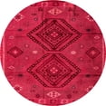 thumbnail image 1 of Ahgly Company Machine Washable Indoor Round Abstract Ferrari Red Area Rugs, 3' Round, 1 of 7
