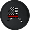 Alaska - Thin Red Line Distressed American Flag Spare Tire Cover Jeep RV 32 Inch