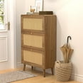thumbnail image 2 of Spaco Rattan Shoe Storage Cabinet with 3 Flip Drawers, Freestanding Shoe Storage Organizer, Shoe Rack for Entryway, Brown, 2 of 8