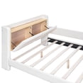 thumbnail image 6 of Full Size PU Leather Upholstered Platform Bed, Mattress Foundation with Guardrail and Storage Headboard & Footboard, Modern Panel Bed Corner Bed Frame with Wood Slats Support, Beige, 6 of 9