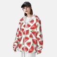 thumbnail image 4 of Pofeuu Hand Drawn Watermelon Print Sun Protection Outdoor Lightweight Full Zip UV Cooling Hoodie Long Sleeve Summer Clothing for Outdoor Hiking-XX-Large, 4 of 5