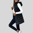 thumbnail image 2 of Quealent Women's Long Puffer Vest Casual Sleeveless Puffy Jacket with Removable Hood Black for Size XXL, 2 of 7