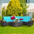 thumbnail image 4 of Costway 6PCS Rattan Furniture Set Conversation Cushioned Sofa Armrest Garden Turquoise, 4 of 11