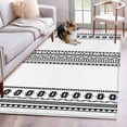 thumbnail image 2 of White Boho Large Area Rugs for Bedroom Living Room, Non Slip Carpet Bedside Rug, Farmhouse Simple Abstract Striped Geometric Rectangular Floor Cover Kitchen Accent Rug 3'x5' for Dining Room/Office, 2 of 9