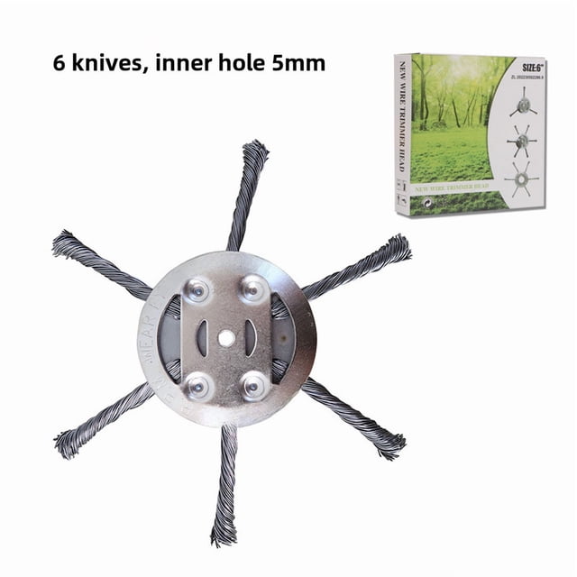 Lightweight 175g Steel Weed Removal Wheel - 6-Blade Li-Battery Grass Cutter Accessory for Small Electric Lawn Mowers, 5mm Inner Hole, Compact & Efficient Garden Tool for Lawn Maintenance