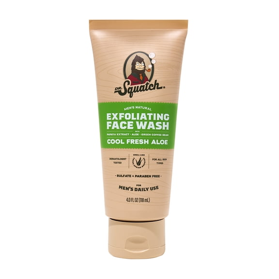 Dr. Squatch Face Wash for Men - No Harmful Ingredients - Gently Cleanses - Cool Fresh Aloe (4 fl oz)
