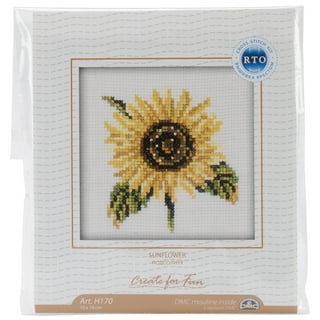 Paintcolor Sunflower Stamped Cross Stitch Kits - Needlepoint Counted Cross Stitch Kits for Beginners Adults Butterfly Patterns Dimensions Embroidery