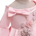 thumbnail image 5 of KIMI BEAR Toddler Baby Girls Dresses 3T Girls Little Princess Style Clothes 4T Girls Off Shoulder Embroidered Long Seeve Dress, Pink, 5 of 8
