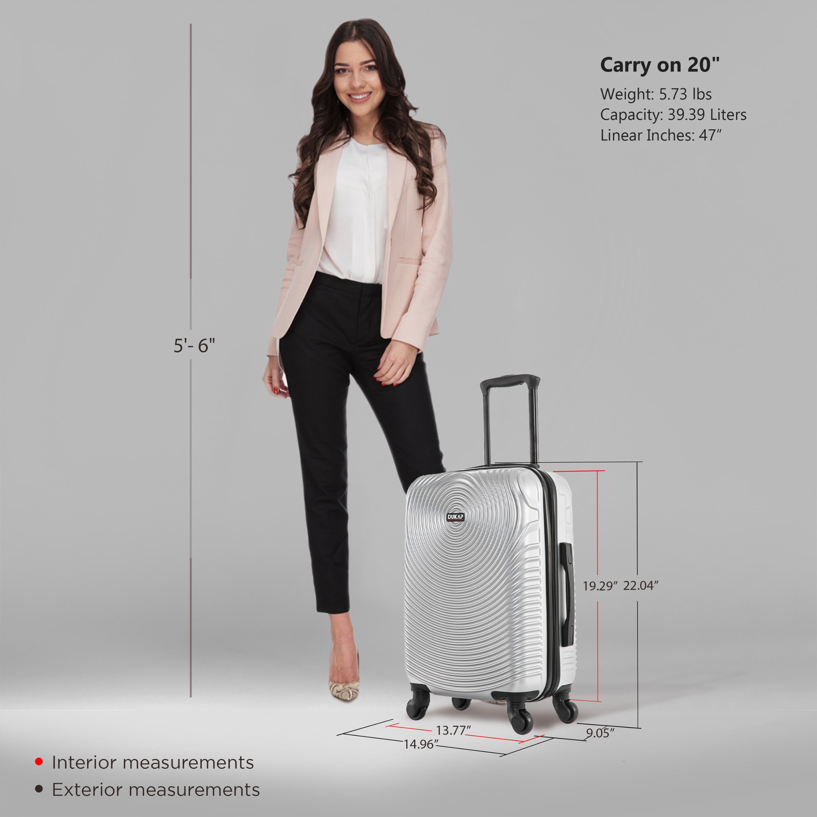 DUKAP Inception 20" Lightweight Hardside Spinner Carry-on Luggage